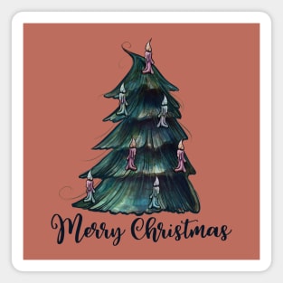 Merry Christmas Tree with Candles Magnet